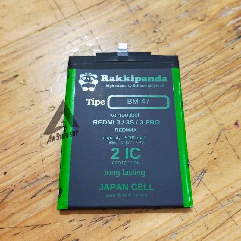 BATTERY/ BATERAI XIAOMI REDMI 3/3S/3 PRO/REDMI 4X/ BM47 DOUBLE POWER[RAKKI-PANDA]