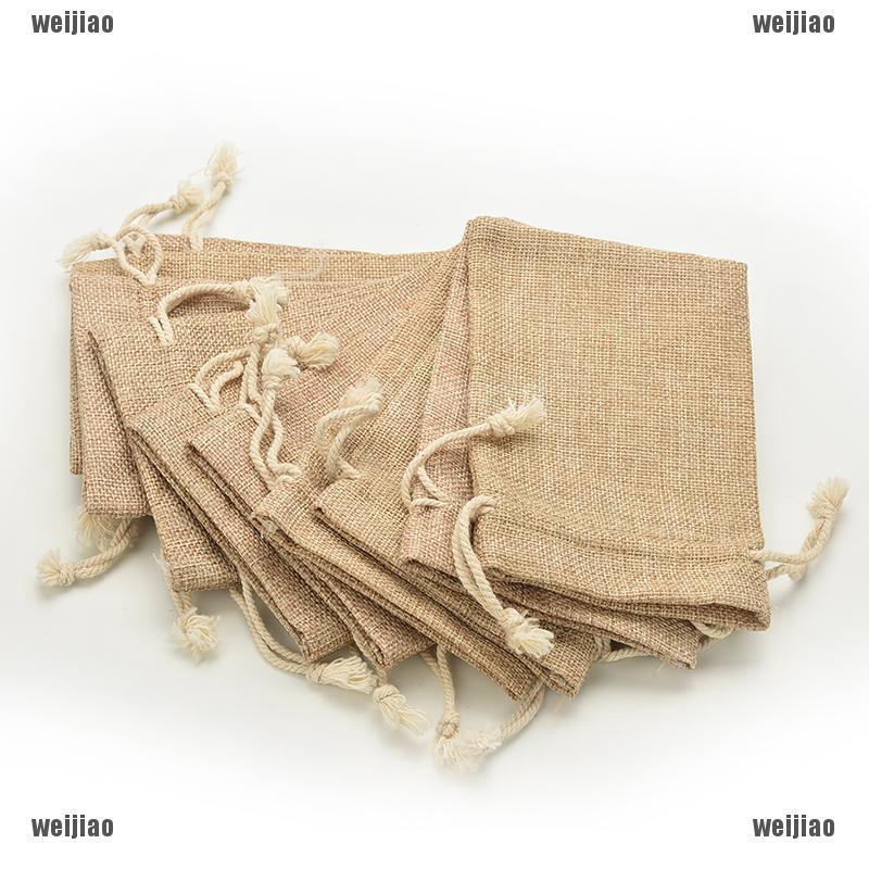 Kantung Tas Mini dengan Bahan Kain Goni dan Ukuran 9x12cm