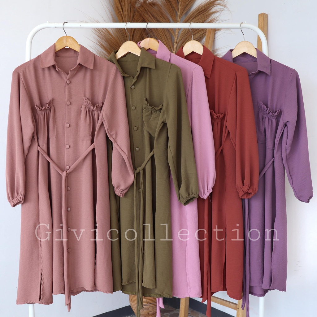 Nindy Cringkel tunik | tunik crinkle | dress kemeja tunik