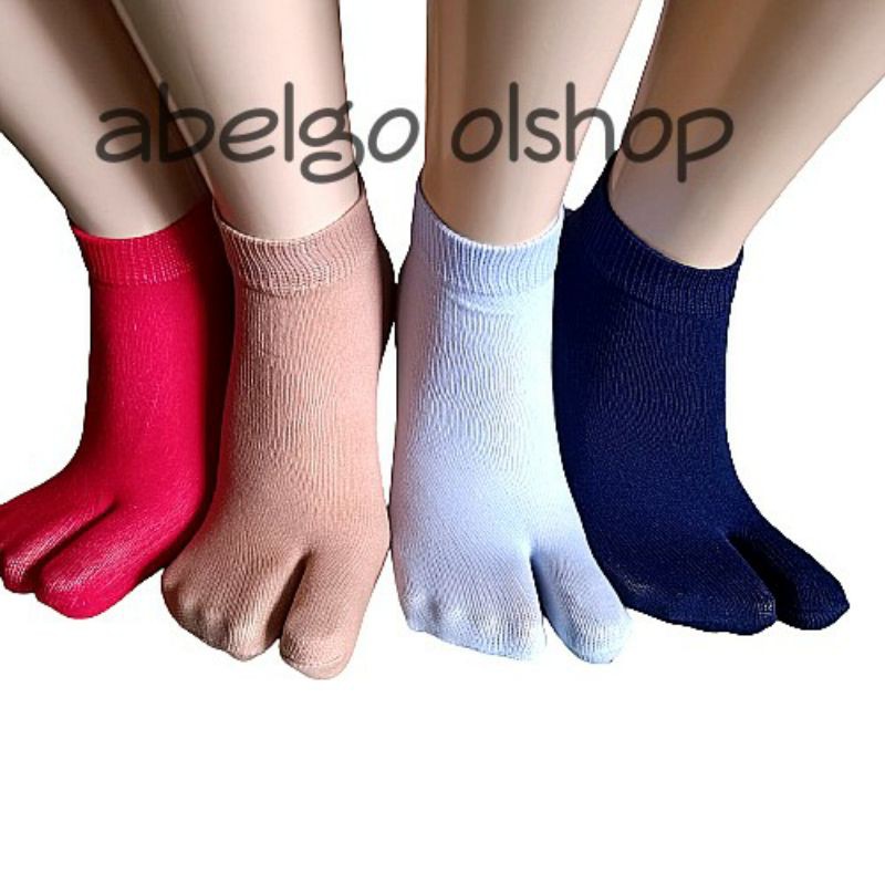 kaos kaki jempol pendek polos/motif lembut nyaman di pakai bahan nylon spandex