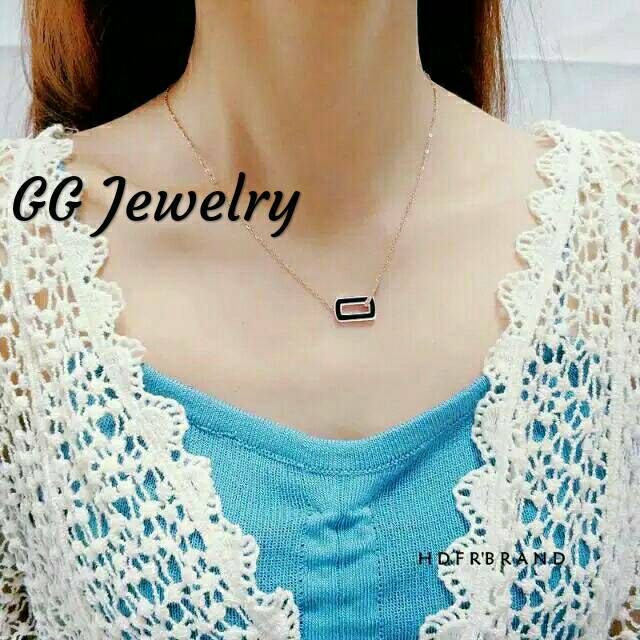 GG Kalung Titanium Premium Lapis Emas 18k Model  Persegi Beloved #KL-177