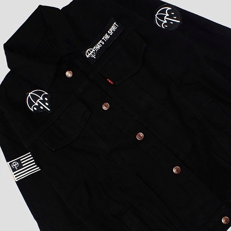 Jaket Jeans Denim Bordir Emblem Pria - BMTH BALCK