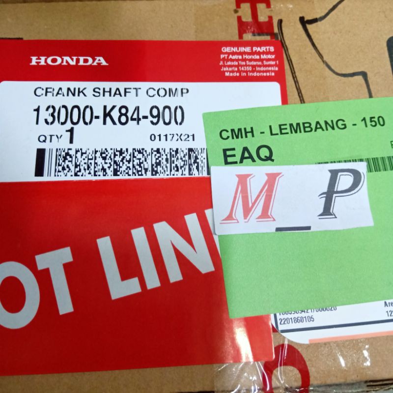 1300K84900 as kruk as crankshaft crf 150 verza megapro mono ori AHM