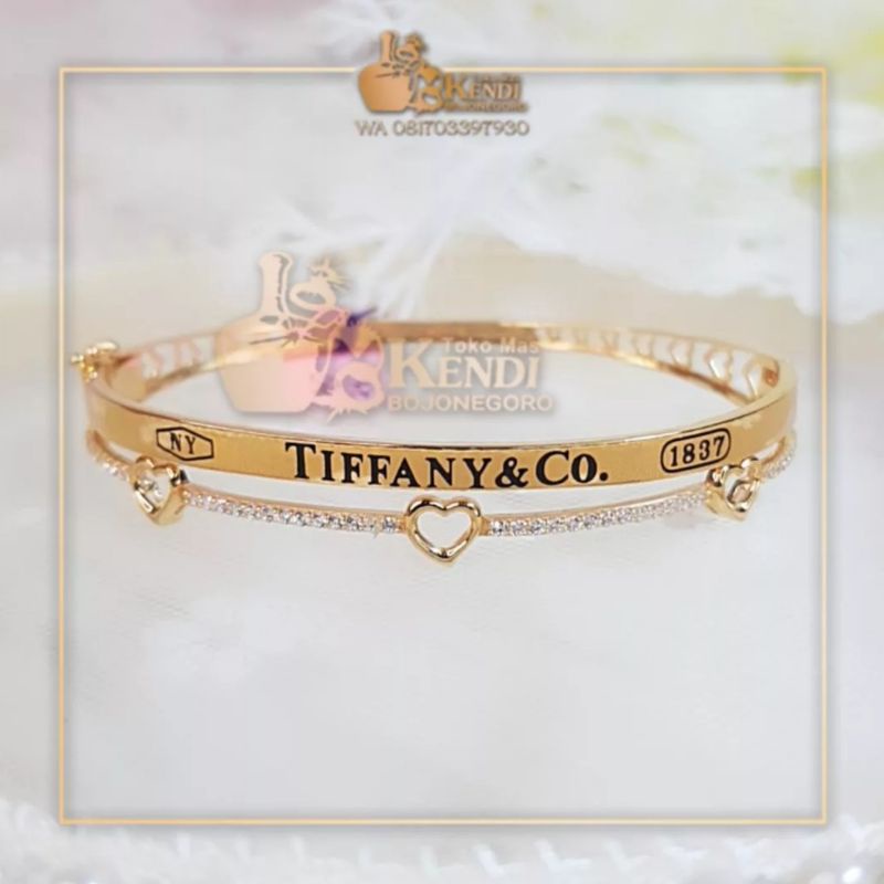 Gelang Emas Bangle Gold UBS EG oval Tiffany series love mata Putih