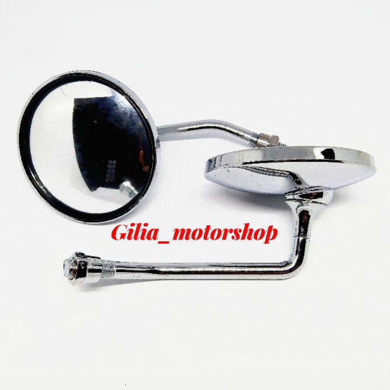 Spion Vespa Bulat Chrome Tangkai pendek Honda Dan Yamaha Bulat Mini Chrome Kaca Cembung Tangkai Pendek Model Vespa