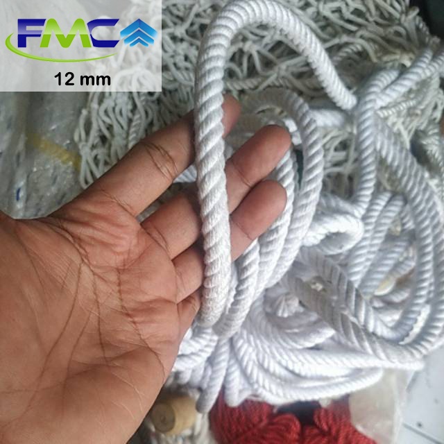 Tali Tambang Katun 10mm 12mm Kuralon Guralon Rope Bahan Kain Warna Putih Asli Import Tampar Pengikat Barang Dekorasi Kerajinan Gantungan Tarik Tambang Outbond Pengaman Safety