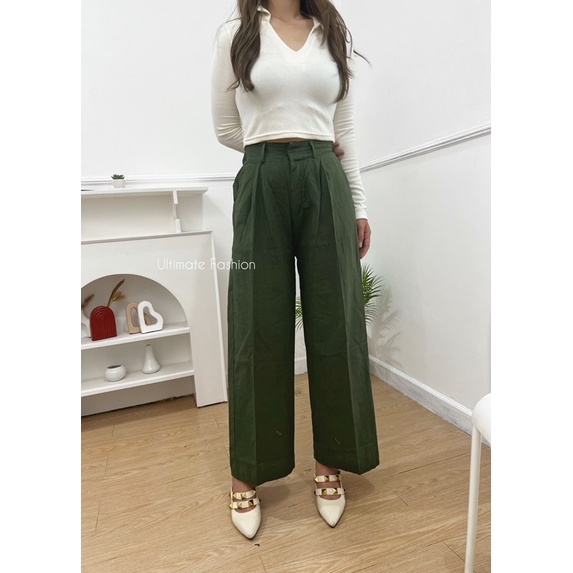 Kulot Linen Crinkle 898 - Celana Kulot - Celana Wanita - Trouser  Pants Korea Kekinian Terbaru