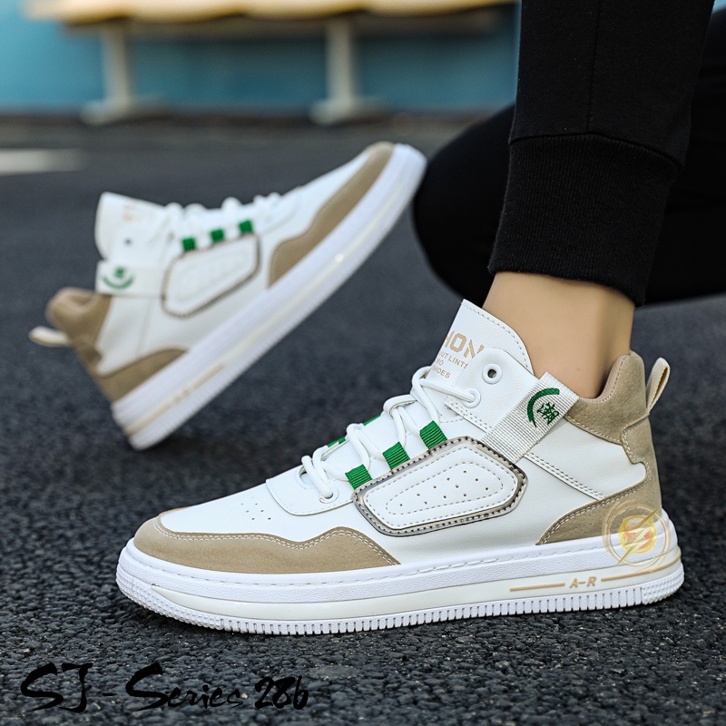 [NOOS] Sepatu Sneakers Boots Tali Fashion Trendy Warna COKLAT Kualitas Import Premium -286