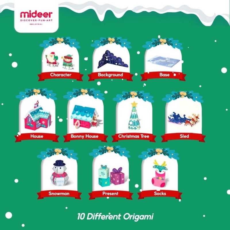 mideer diy christmas cottage paper craft origami prakarya anak rumah natal