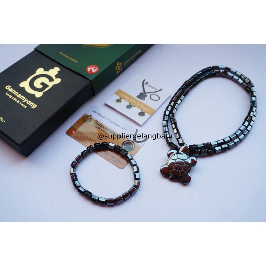 GANNAMYONG PREMIUM KALUNG KESEHATAN KURA TORMALIN MAGNET GAUSS TERAPI biomagnetic bonus gelang box