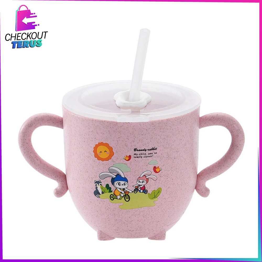 CT C381 C382 Gelas Minum Anak Anti Tumpah Gelas Jerami Mug Cangkir Anak Lucu Karakter Kartun Cangkir Baby Wheat Straw Baby Cup