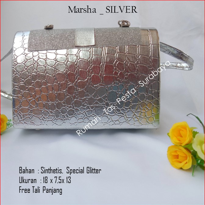 Tas Imut,Tas Kondangan,Tas Gliter,Marsha _ SILVER