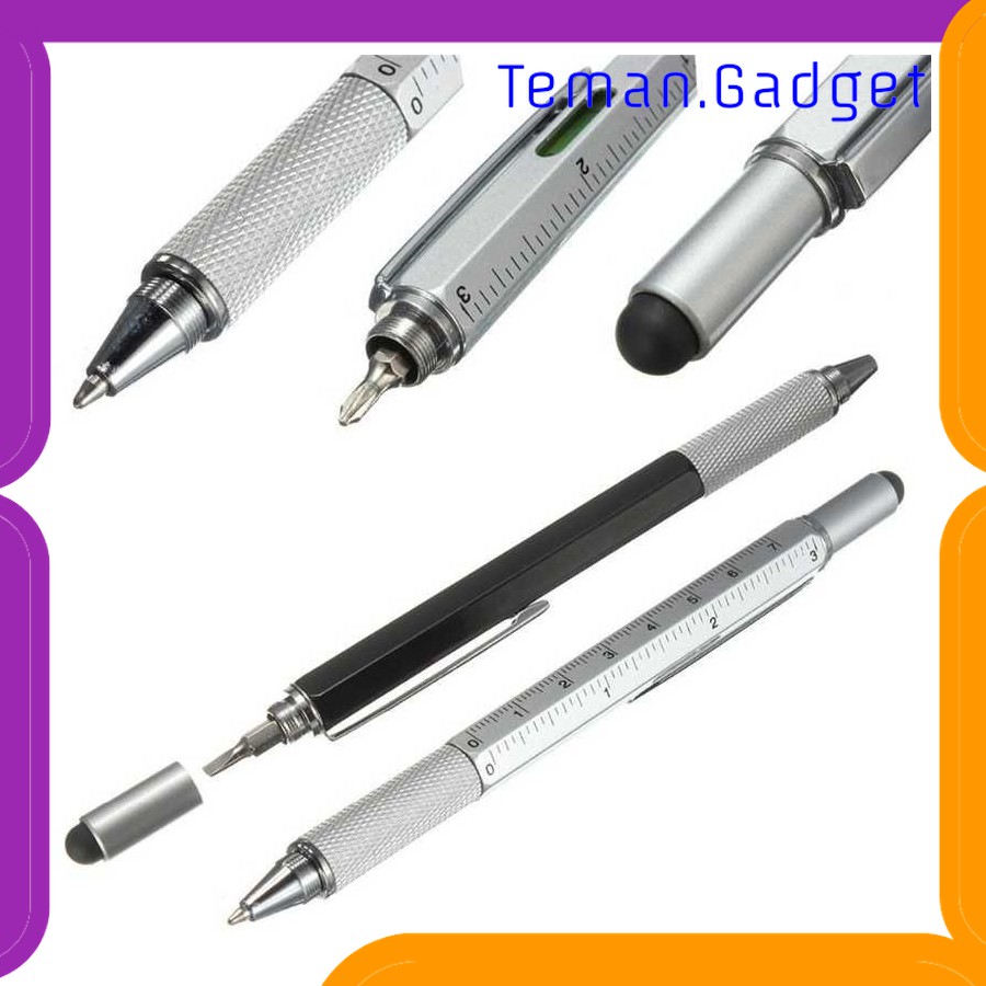 TG-AT017 TAFFWARE PENA MULTIFUNGSI STYLUS + PENGGARIS + LEVEL + OBENG