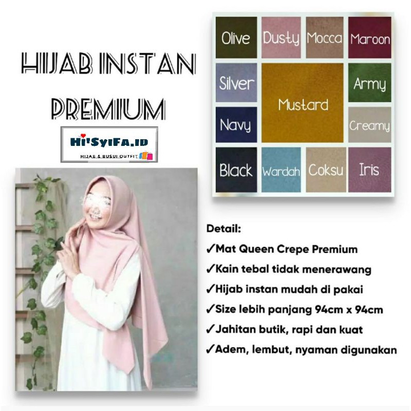 Hijab Segitiga Instan jumbo Premium Queen Crepe