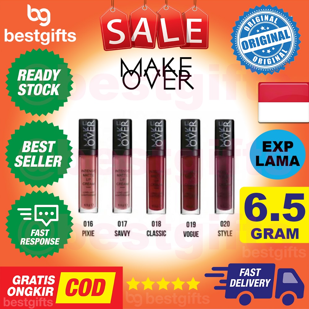 MAKE OVER MAKEOVER INTENSE MATTE LIP CREAM GLOSS STIK STICK TINT LIPSTICK LIPSTIK TAHAN LAMA 6.5 GRAM