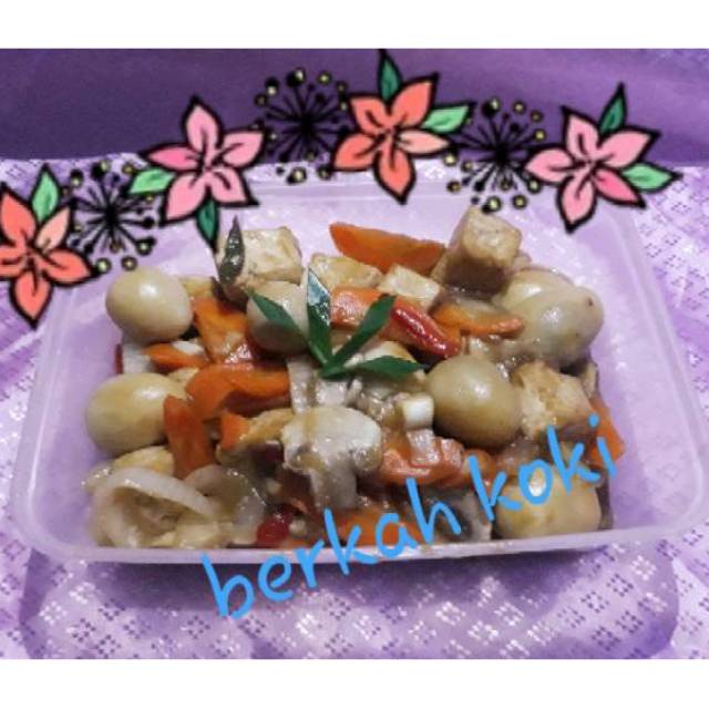 

Tumis tahu jamur puyuh saus tiram