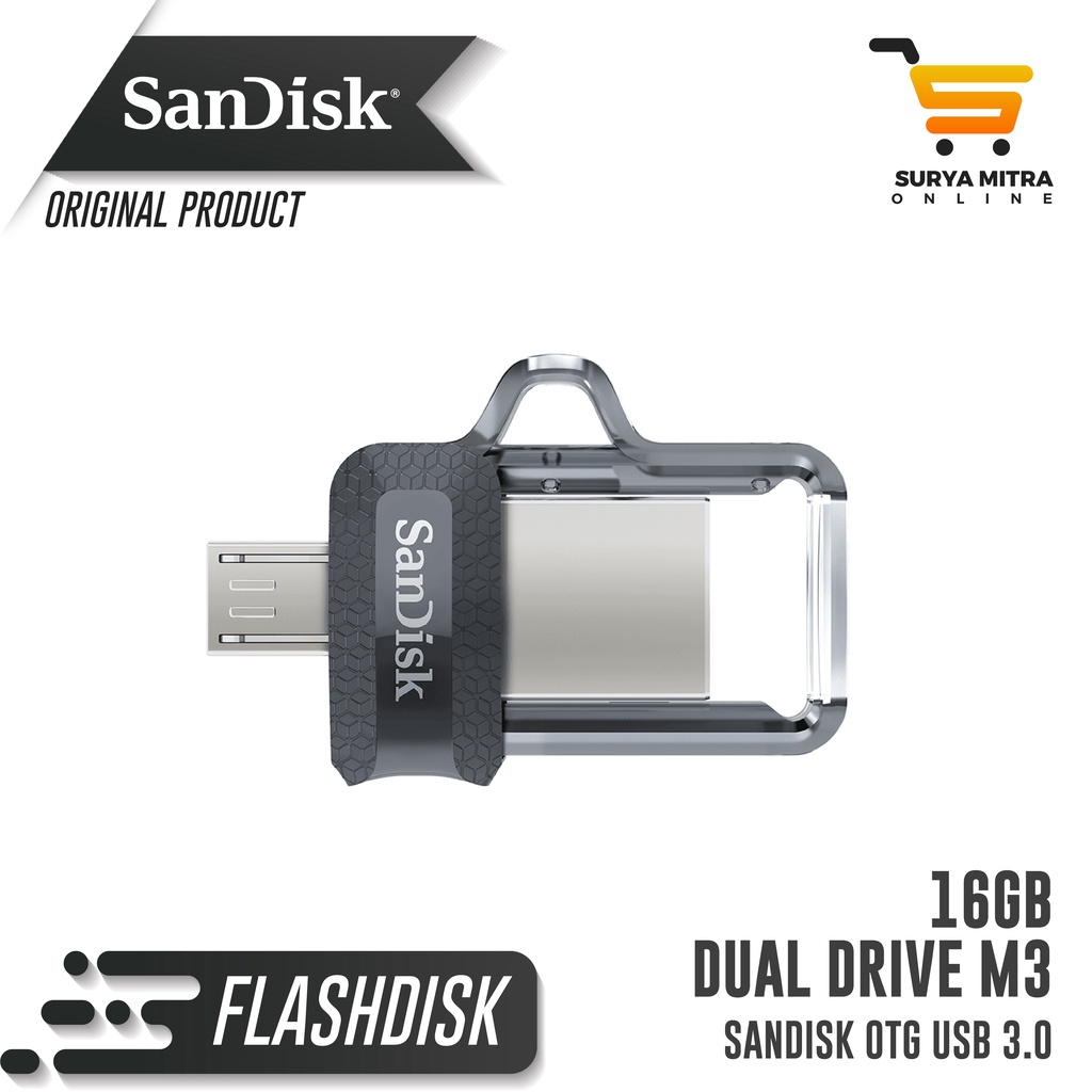 FLASHDISK OTG SANDISK 16GB DUAL DRIVE M3