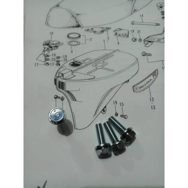 baut tangki honda c50 c70 pispot original