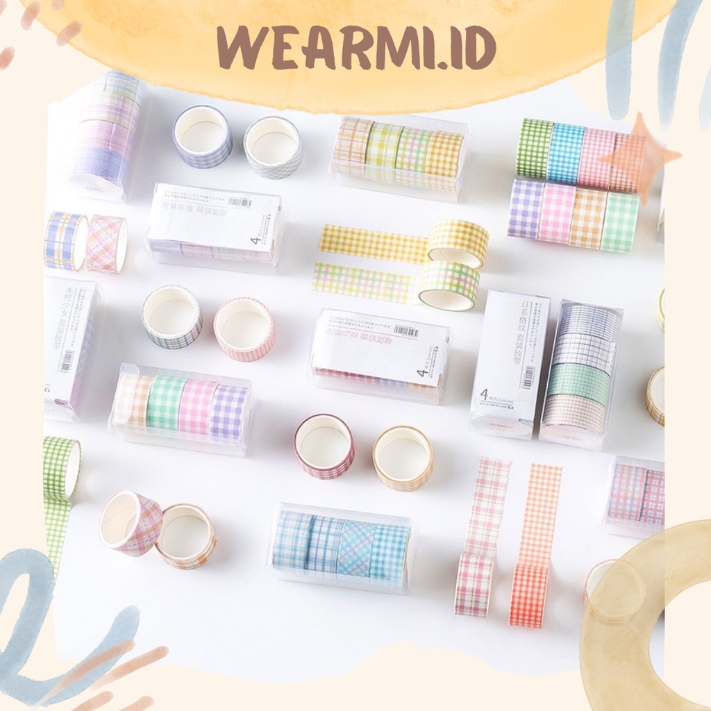 

4 Roll Washi Tape Masking Grid Scrapbook diy bujo jurnal - w13