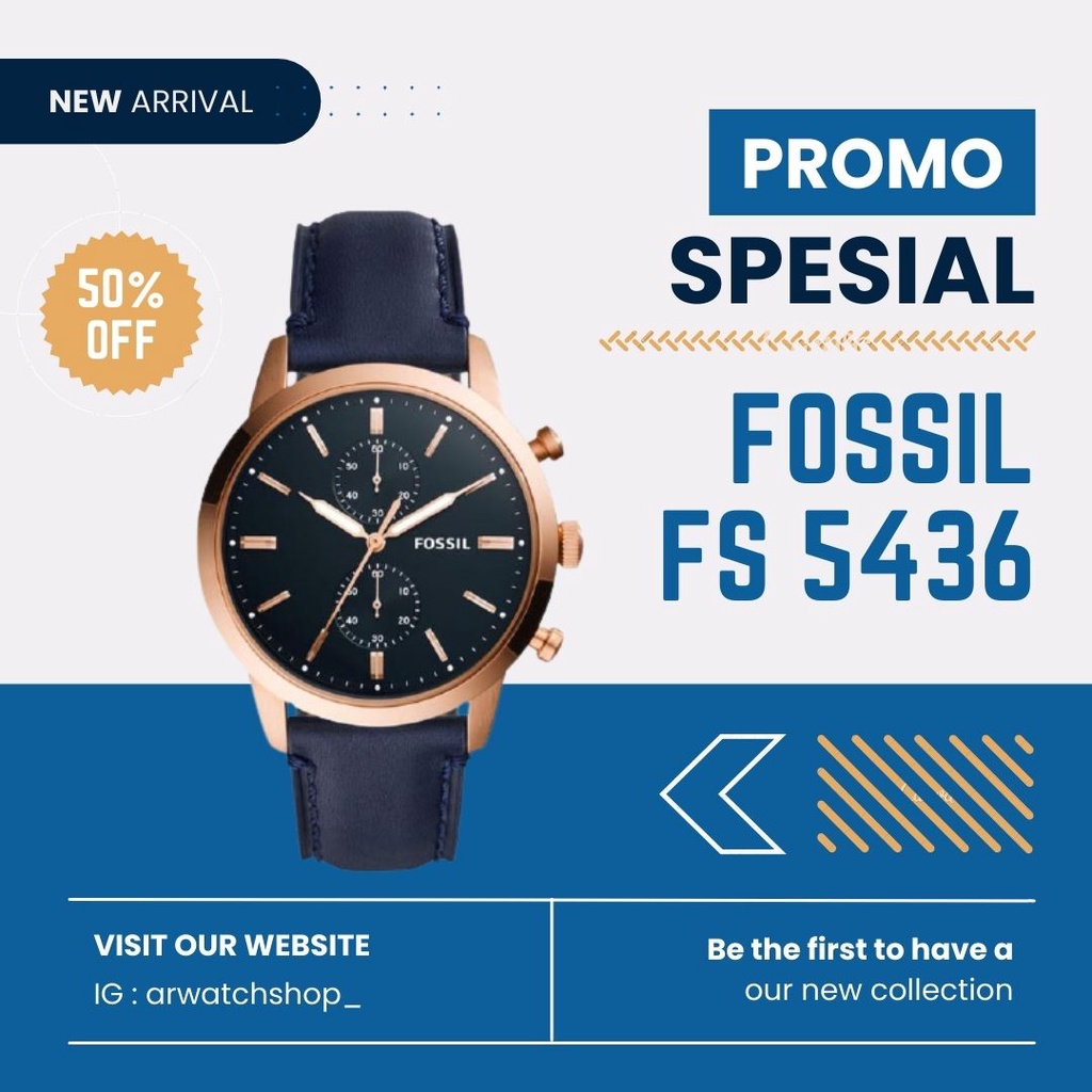 Jam Tangan Pria Fossil Original Townsman FS 5436 Kulit Cowok Anti Air