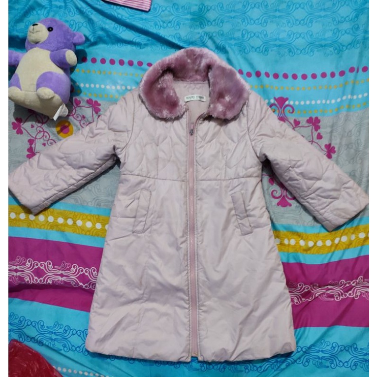 preloved jaket bulang/coat warna pink anak perempuan