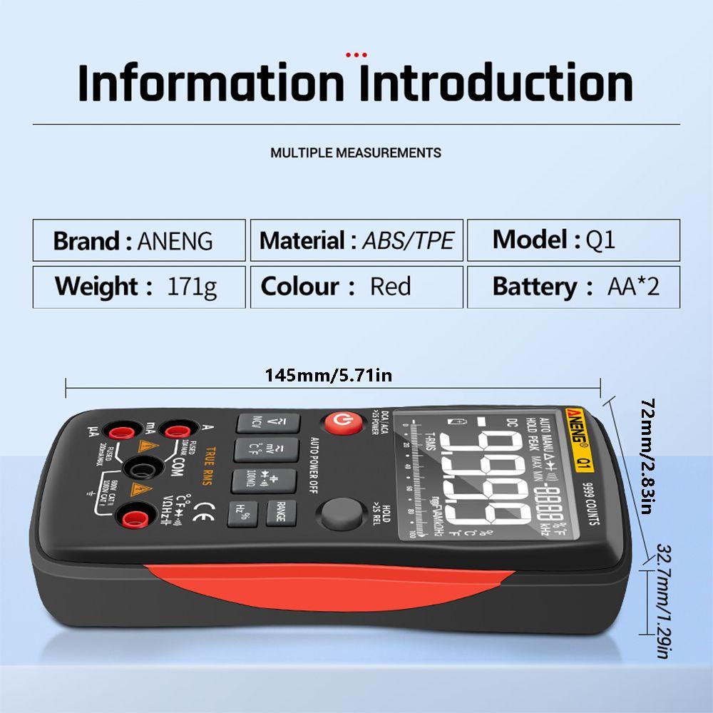 Solighter Digital Smart Multimeter ANENG Q1 99999 Hitungan DIY Transistor Kapasitor NCV Tester Analog Profesional Tester