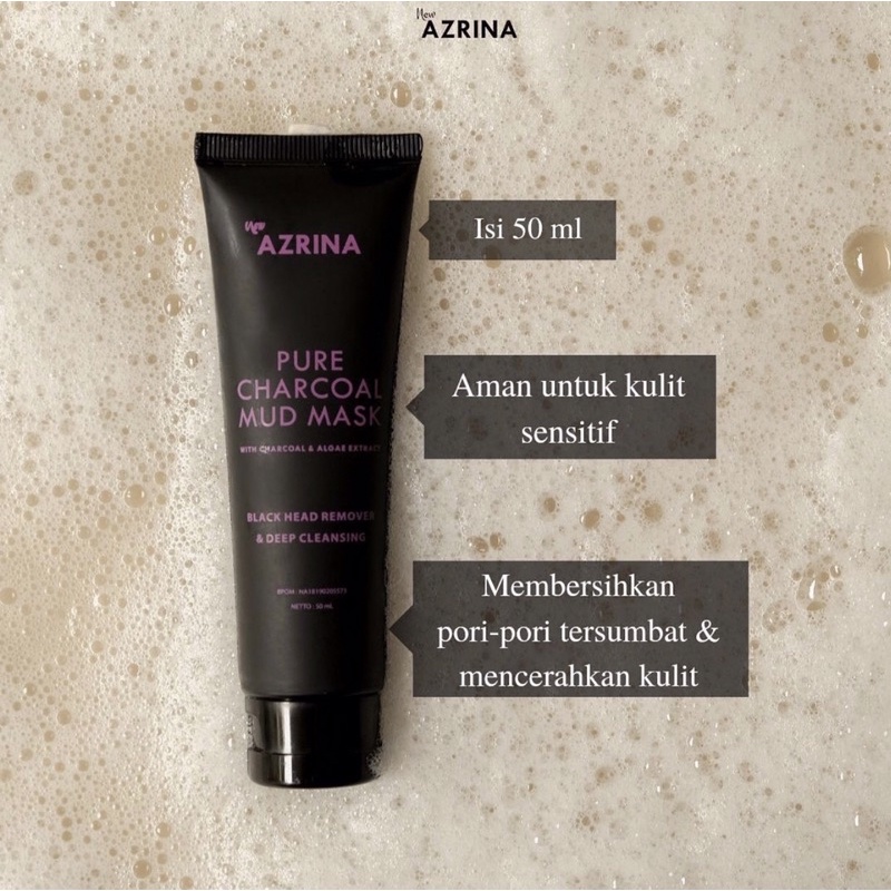 [READY SIAP KIRIM] AZRINA Pure Charcoal Mud Mask | Acne Purifying Clay Mask | Masker Komedo Azrina Beauty