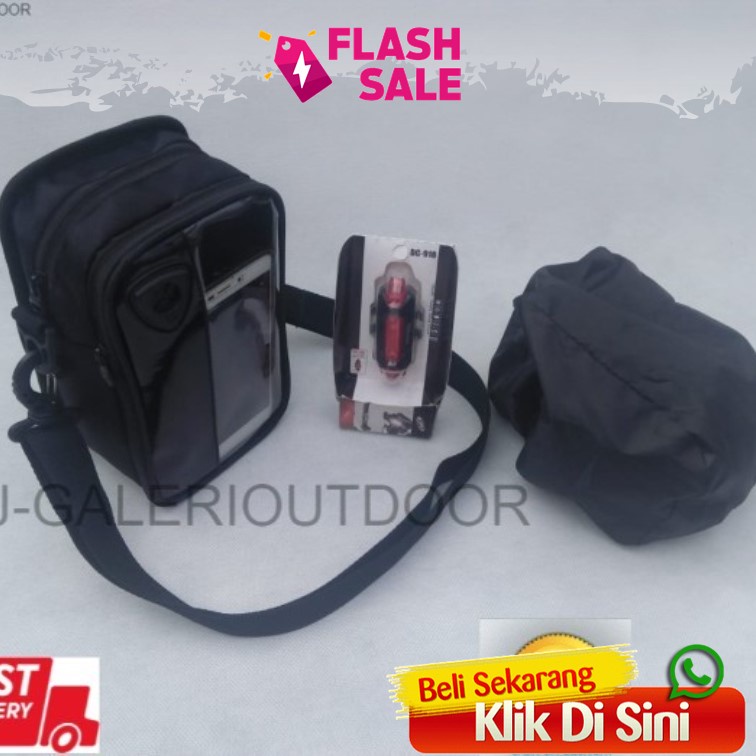 TAS DEPAN SEPEDA LIPAT - Tas Stang Sepeda Lipat dan Lampu Belakang Sepeda Free Raincover