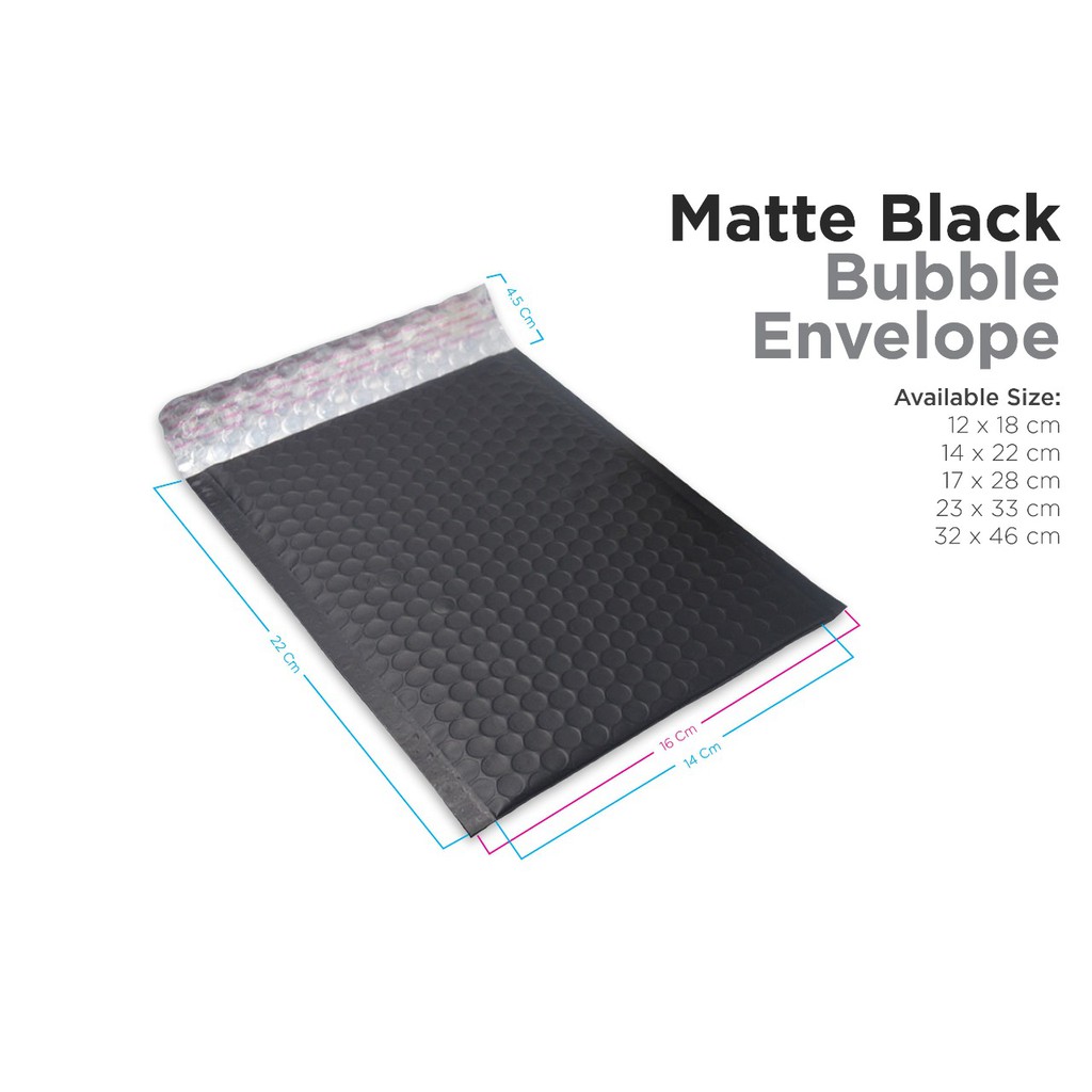 

Amplop Bubble 14 x 22 cm Black Doff (isi 25 lbr)
