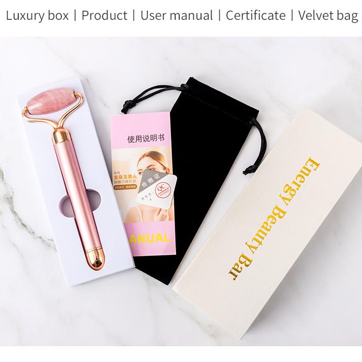 Massage Electric Beauty Bar - Alat Pijat Wajah Rosequartz Jade