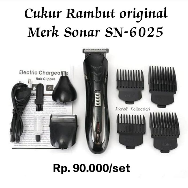 MESIN CUKUR MULTI FUNGSI MERK SONAR SN - 6025 / Cukur Rambut-Kumis-Jenggot-Bulu hidung / Charge