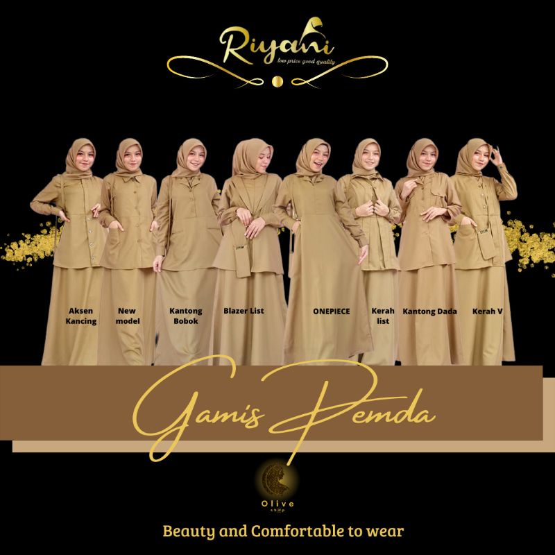 baju gamis wanita dress muslim terbaru GAMIS DINAS PNS KHAKY PDH GAMIS DINAS FREE MASKER baju gamis 