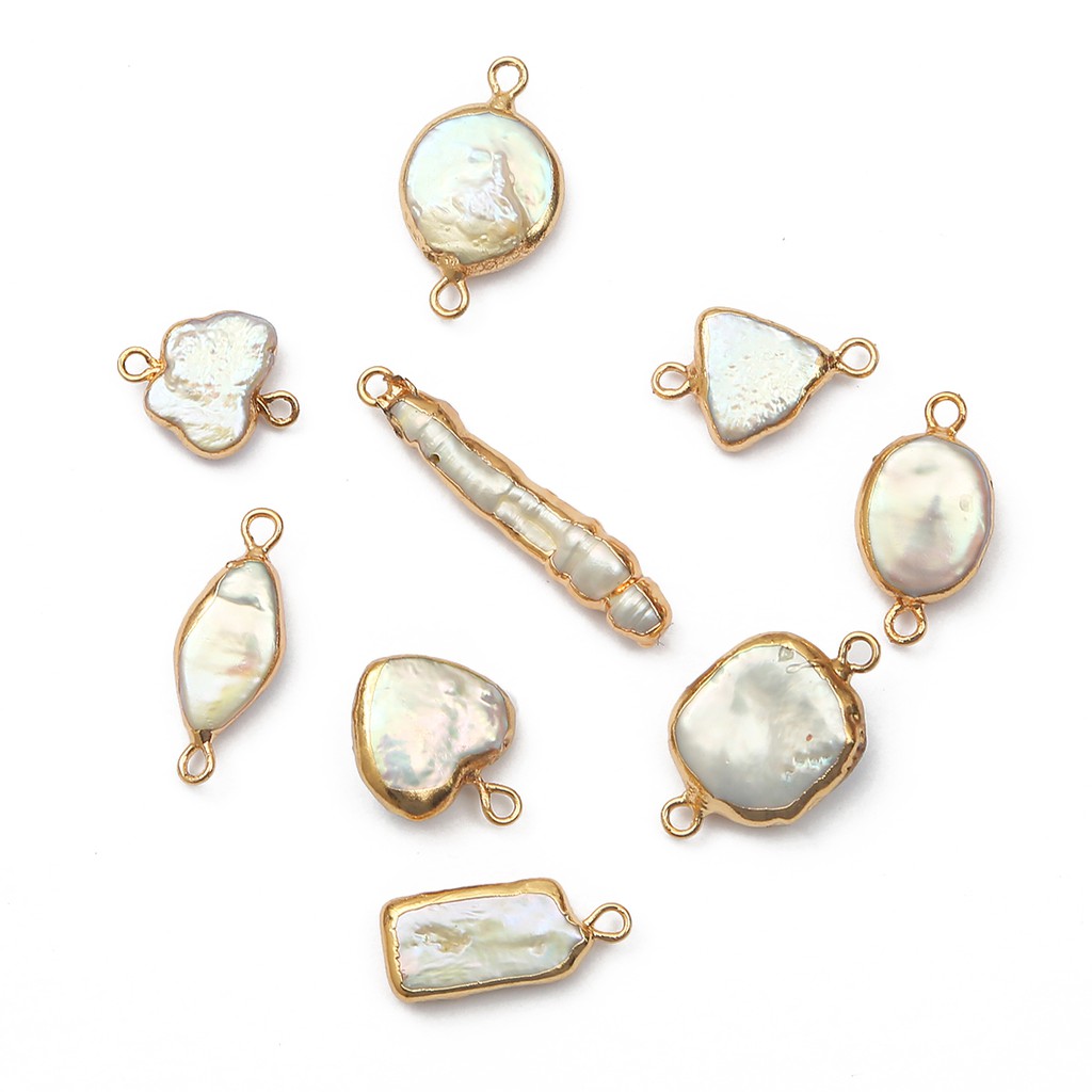 1pc Konektor Charms Mutiara Air Tawar Alami Untuk Membuat Perhiasan Gelang Kalung Anting