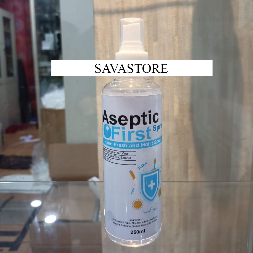 HAND SANITIZER CAIR 250ML ASEPTIC FIRST SPRAY ANTI VIRUS LEMBUT DIKULIT