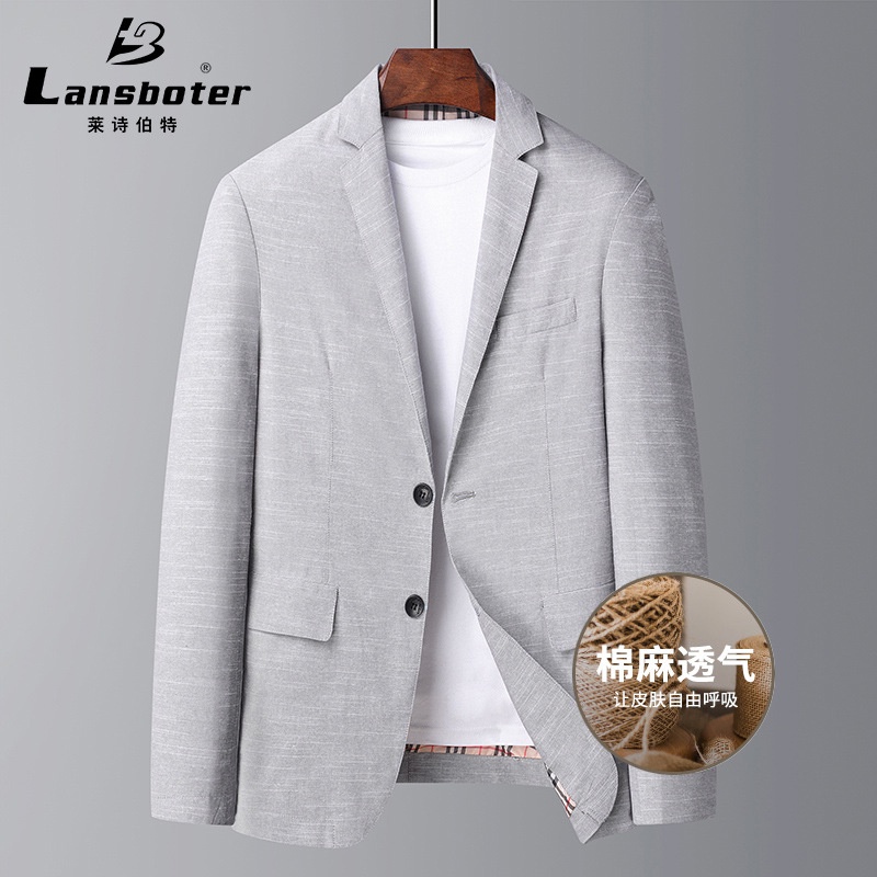 Lansboter Linen      Penyerap Keringat  Pria Katun  Linen Suit Slim Fit Kecil bisnis Suit Jaket Pria