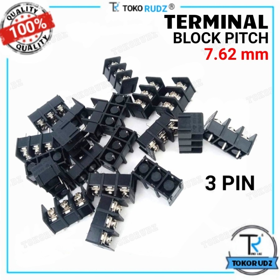 Terminal Blok Konektor PCB 2 Pole 3 Pole Block Pitch 7.62mm Hitam