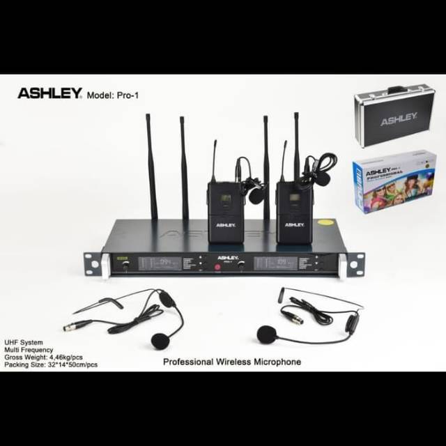 Mic wireless ASHLEY PRO1(2 mic Clip on + 2 mic Heandset)