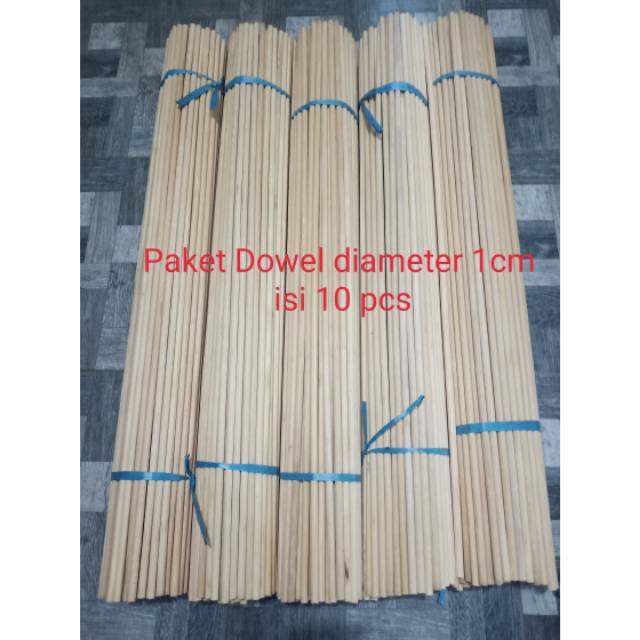 Kayu dowel diameter 1cm dan 1,2cm  isi 10pcs