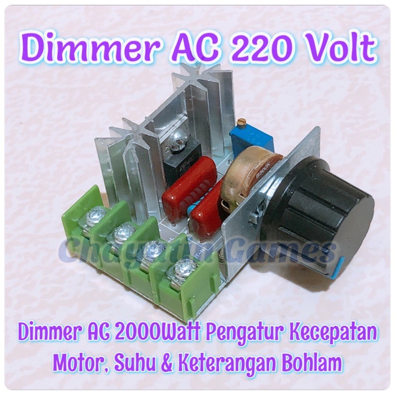 Dimmer AC 220V Daya 2000W Pengatur Kecepatan Motor Suhu &amp; Keterangan Bohlam