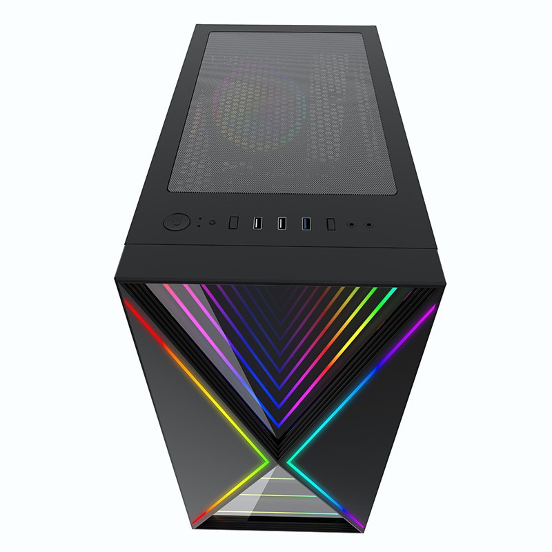 PC Case Gaming vurrion led rgb Xenon H36-380 - Casing Komputer tempered Glass ATX