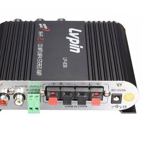 FU86❥ POWER LVPIN Mini HiFi Stereo Amplifier Treble Bass Booster 12V - LP-838 - 3 CH (2 CH +1 SUB) BISA POWER MOBIL ▶Diskon Besa[R☬☆