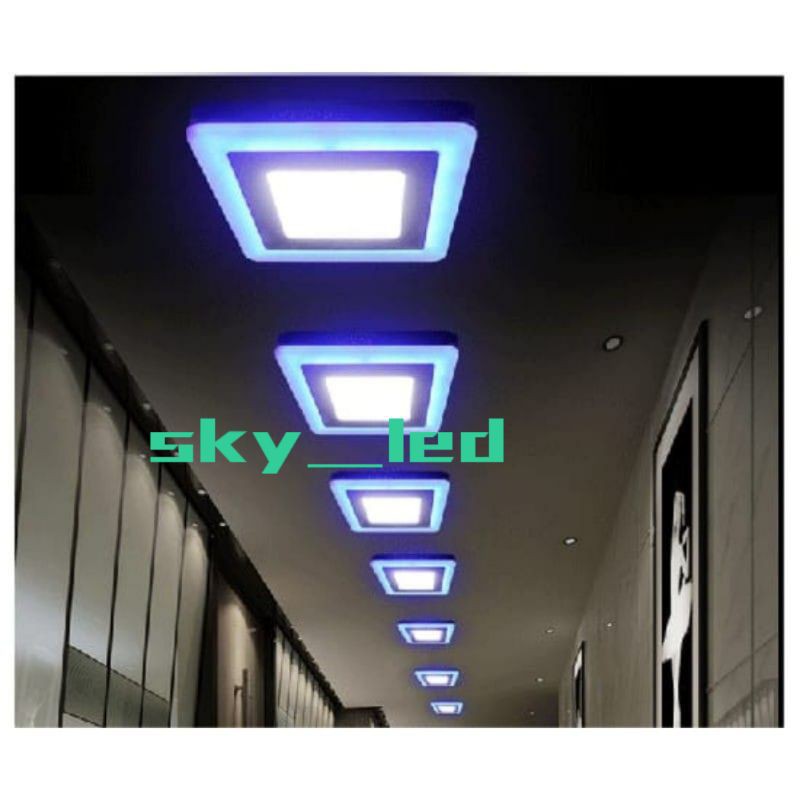 Panel Led 2 Warna Segi 3w putih+3w Biru Inbouw