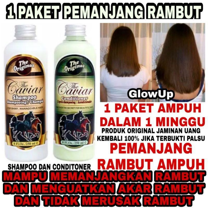 SHAMPOO PAKET PENUMBUH RAMBUT BOTAK - PAKET CAVIAR SHAMPO CONDITIONER - SAMPO KUDA - KONDISIONER