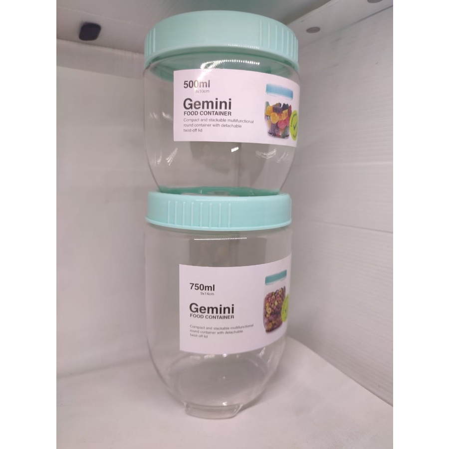 GEMINI FOOD CONTAINER Wadah Toples Makanan Food Grade 500ml+750ml