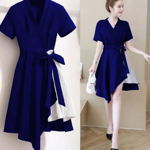 Cr8CodeCOD✔️ dress wanita eliva stripe hitam hn / pakaian wanita import casual dress combi(terbaru)