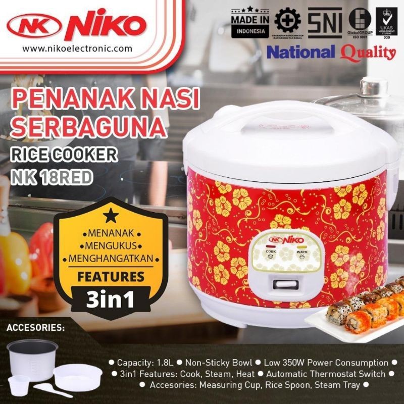 MAGIC COM 1.8 LT NIKO NK 18N / RICE COOKER / PENANAK NASI 1.8 LITER