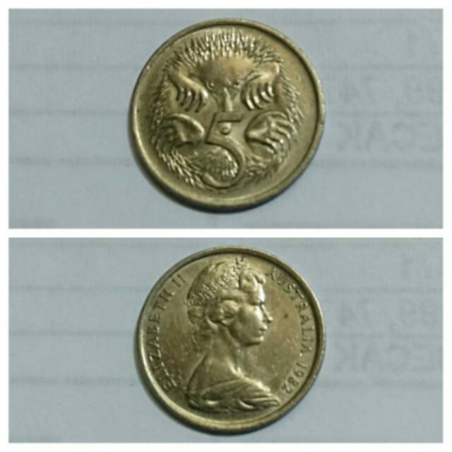 Uang koin 5 cent australia thn 1982