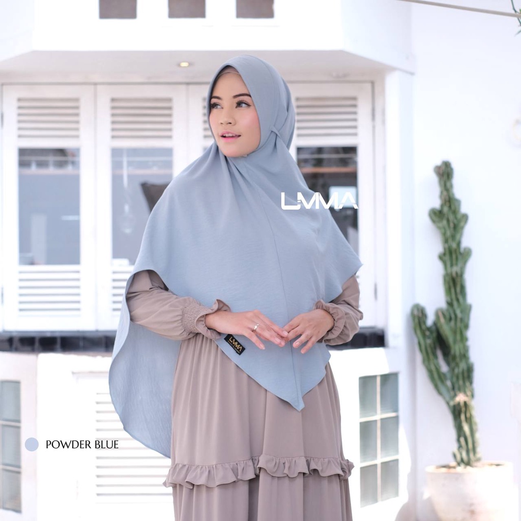 Umma Syari Bergo Milik bahan bianca crinkle Hijab Instan Antem griya_mey-powder blue