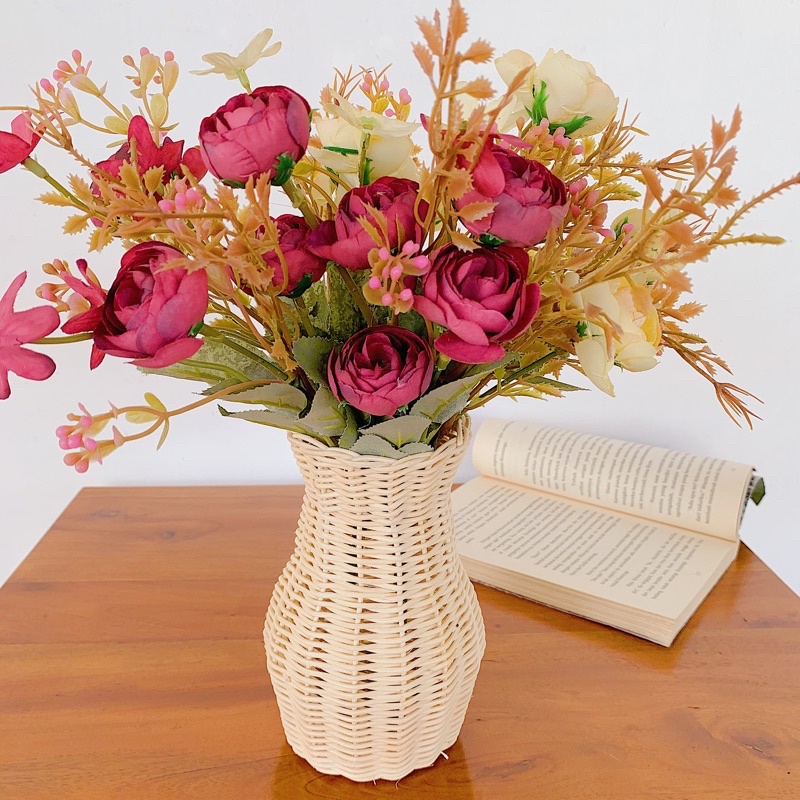 Vas Bunga Rotan Vas Meja Guci Rotan