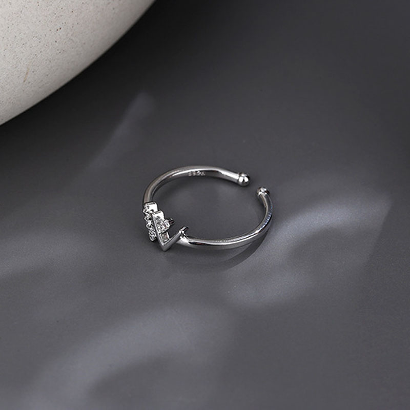 Hip-hop Terbuka Cincin W Huruf Ganda V Jari Cincin Wanita Pria Unisex Pasangan Sepatu Fashion Electroplate Permen Perhiasan